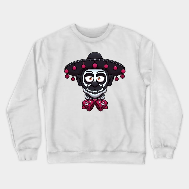 Mexican Sugar Skull Man Face Crewneck Sweatshirt by TheMaskedTooner